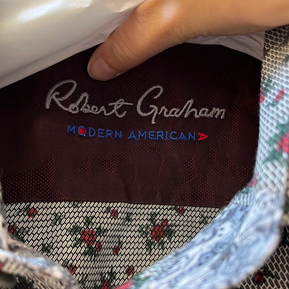 Grey Robert Graham Button Down With Rosette Patte… - image 2